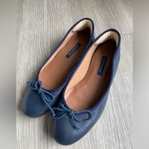 Margaux Navy Leather Ballet Flats